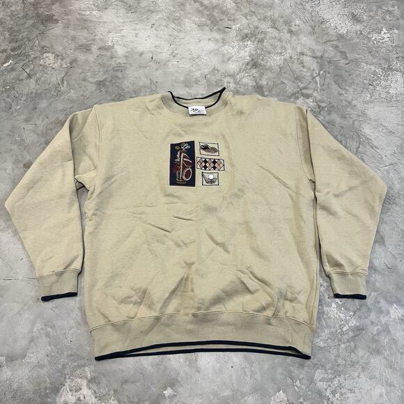 McC Sport Vintage Golf Crewneck Embroidered Sweater Beige Size XL Grandpa - Picture 1 of 6